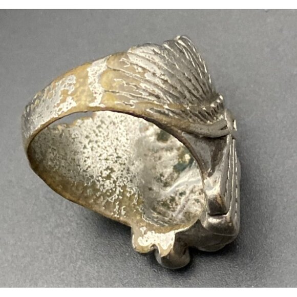 1985 Biker Ring G&S Gordon Smith Silver Tone Native American Chief  Sz  11 LOOK - Picture 5 of 10